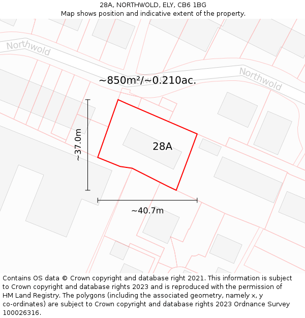28A, NORTHWOLD, ELY, CB6 1BG: Plot and title map
