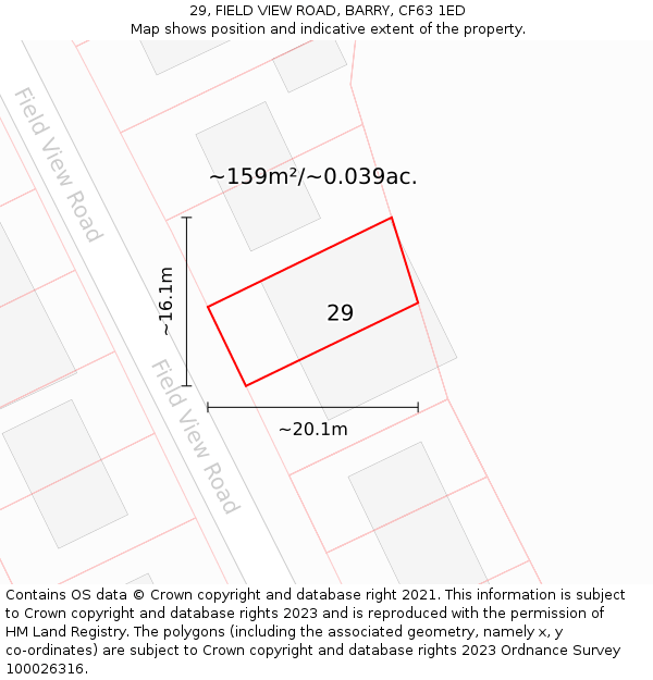 29, FIELD VIEW ROAD, BARRY, CF63 1ED: Plot and title map