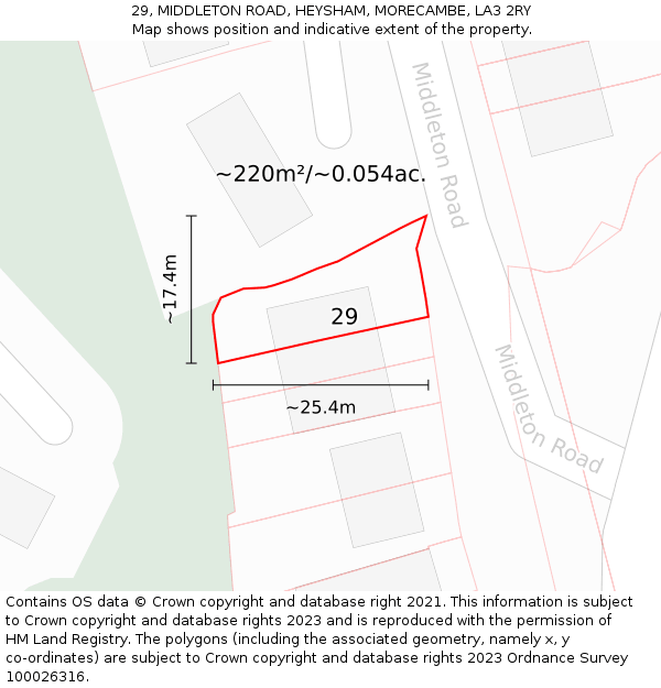 29, MIDDLETON ROAD, HEYSHAM, MORECAMBE, LA3 2RY: Plot and title map