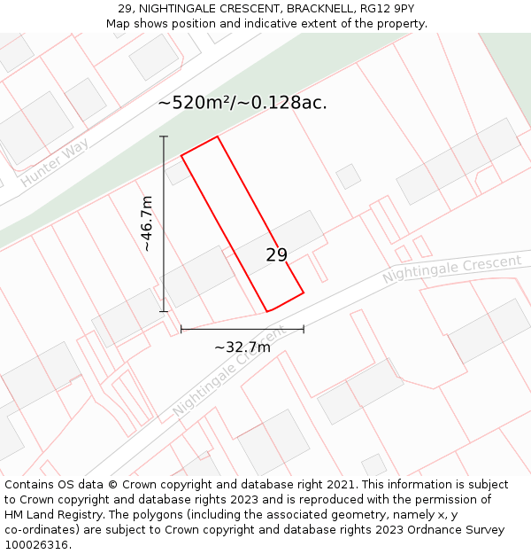 29, NIGHTINGALE CRESCENT, BRACKNELL, RG12 9PY: Plot and title map