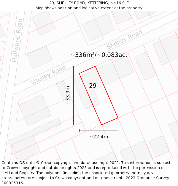 29, SHELLEY ROAD, KETTERING, NN16 9LD: Plot and title map