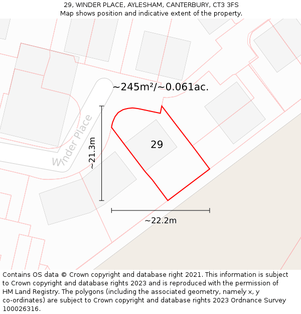 29, WINDER PLACE, AYLESHAM, CANTERBURY, CT3 3FS: Plot and title map