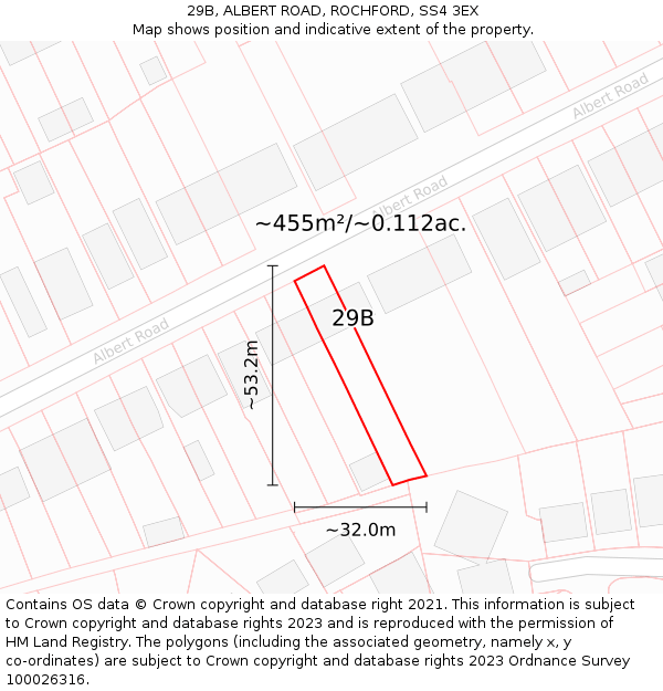 29B, ALBERT ROAD, ROCHFORD, SS4 3EX: Plot and title map