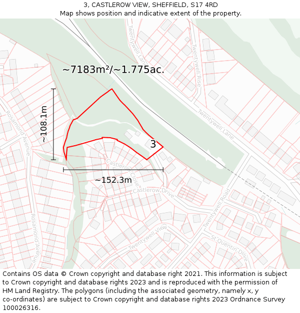 3, CASTLEROW VIEW, SHEFFIELD, S17 4RD: Plot and title map