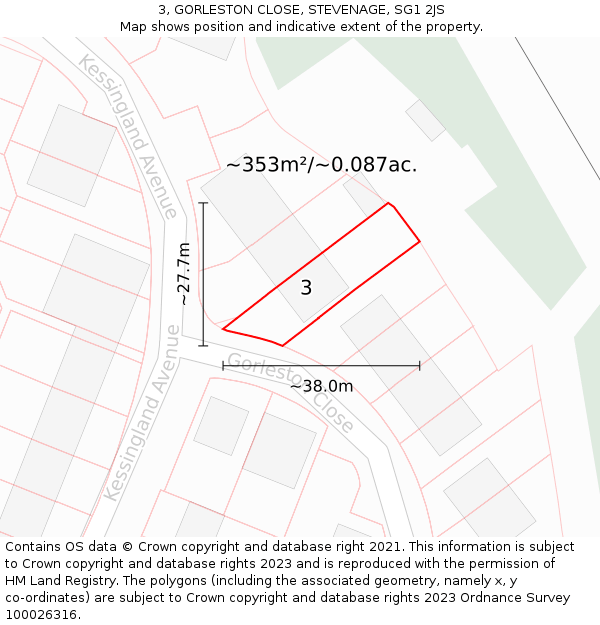 3, GORLESTON CLOSE, STEVENAGE, SG1 2JS: Plot and title map