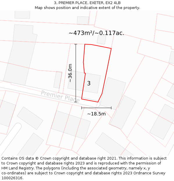 3, PREMIER PLACE, EXETER, EX2 4LB: Plot and title map