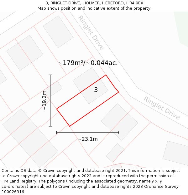 3, RINGLET DRIVE, HOLMER, HEREFORD, HR4 9EX: Plot and title map