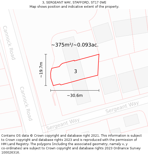 3, SERGEANT WAY, STAFFORD, ST17 0WE: Plot and title map