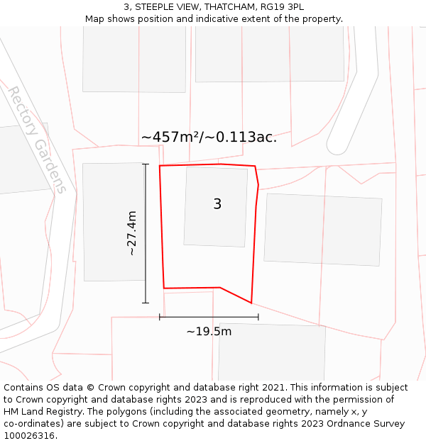 3, STEEPLE VIEW, THATCHAM, RG19 3PL: Plot and title map
