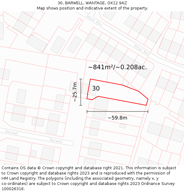 30, BARWELL, WANTAGE, OX12 9AZ: Plot and title map