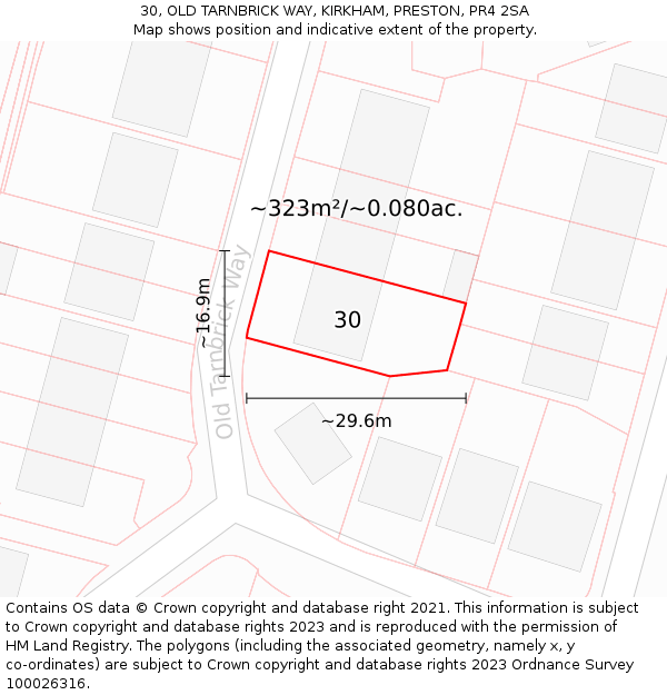30, OLD TARNBRICK WAY, KIRKHAM, PRESTON, PR4 2SA: Plot and title map