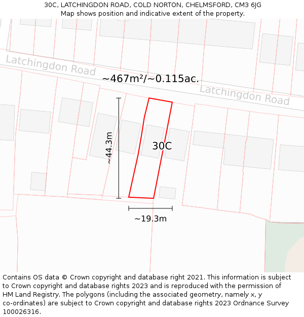 30C, LATCHINGDON ROAD, COLD NORTON, CHELMSFORD, CM3 6JG: Plot and title map