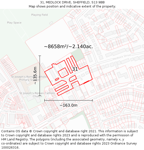 31, MEDLOCK DRIVE, SHEFFIELD, S13 9BB: Plot and title map
