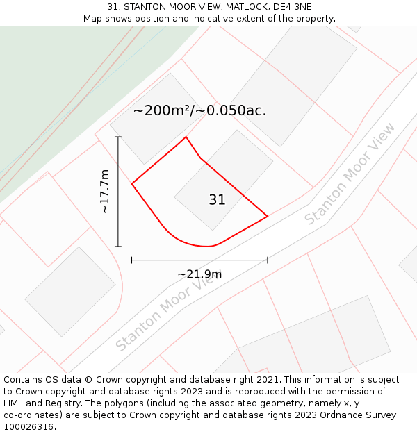 31, STANTON MOOR VIEW, MATLOCK, DE4 3NE: Plot and title map