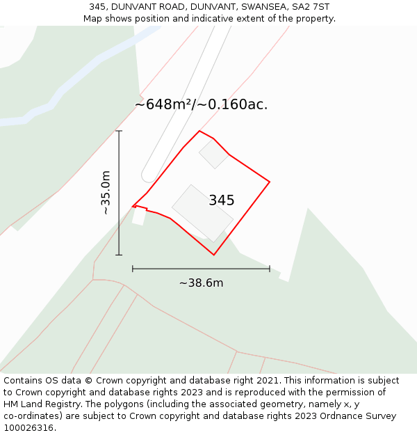 345, DUNVANT ROAD, DUNVANT, SWANSEA, SA2 7ST: Plot and title map