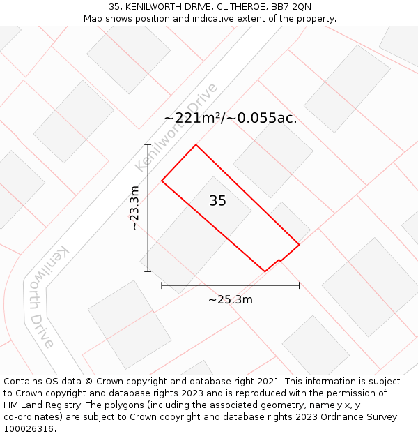 35, KENILWORTH DRIVE, CLITHEROE, BB7 2QN: Plot and title map