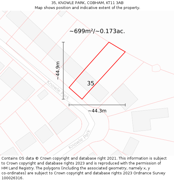 35, KNOWLE PARK, COBHAM, KT11 3AB: Plot and title map