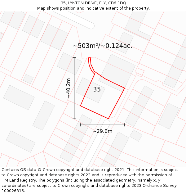 35, LYNTON DRIVE, ELY, CB6 1DQ: Plot and title map