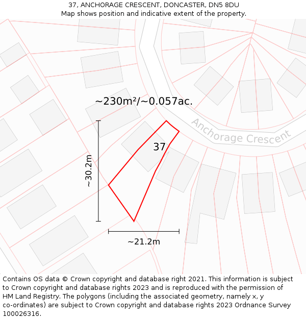 37, ANCHORAGE CRESCENT, DONCASTER, DN5 8DU: Plot and title map