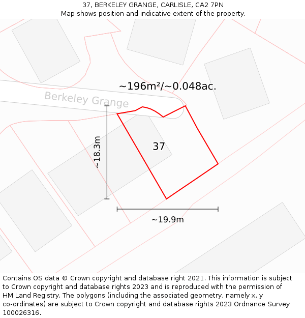 37, BERKELEY GRANGE, CARLISLE, CA2 7PN: Plot and title map
