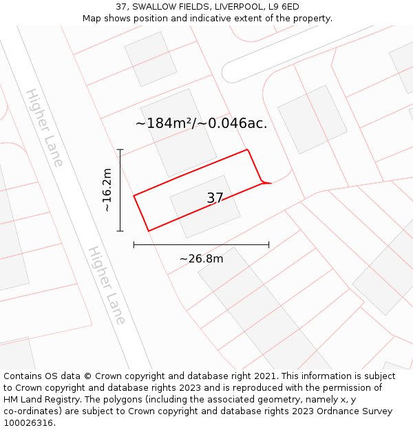 37, SWALLOW FIELDS, LIVERPOOL, L9 6ED: Plot and title map