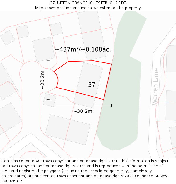 37, UPTON GRANGE, CHESTER, CH2 1DT: Plot and title map
