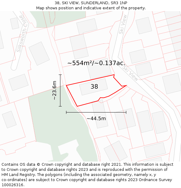 38, SKI VIEW, SUNDERLAND, SR3 1NP: Plot and title map