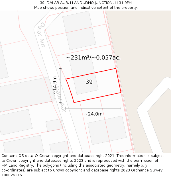 39, DALAR AUR, LLANDUDNO JUNCTION, LL31 9FH: Plot and title map