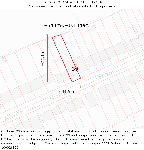 39, OLD FOLD VIEW, BARNET, EN5 4EA: Plot and title map