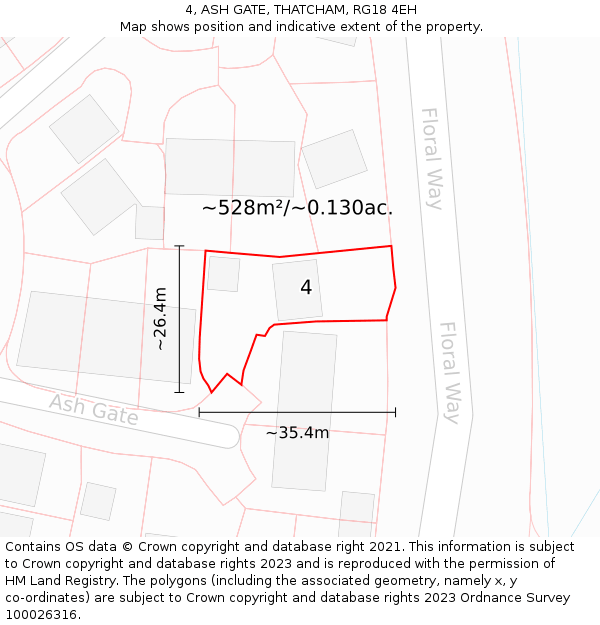 4, ASH GATE, THATCHAM, RG18 4EH: Plot and title map