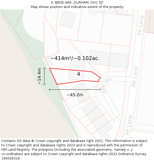 4, BEDE WAY, DURHAM, DH1 5JT: Plot and title map