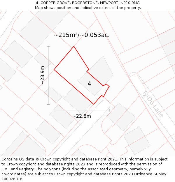 4, COPPER GROVE, ROGERSTONE, NEWPORT, NP10 9NG: Plot and title map