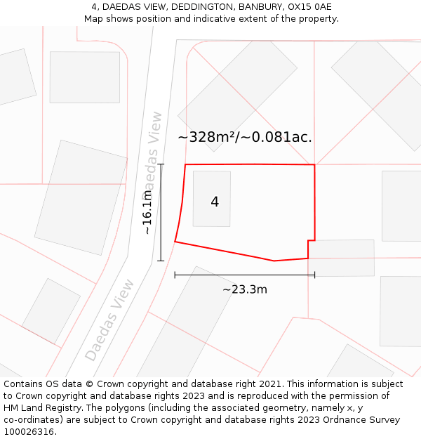4, DAEDAS VIEW, DEDDINGTON, BANBURY, OX15 0AE: Plot and title map