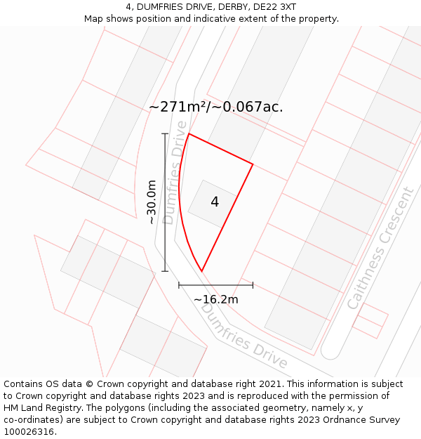 4, DUMFRIES DRIVE, DERBY, DE22 3XT: Plot and title map