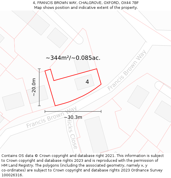 4, FRANCIS BROWN WAY, CHALGROVE, OXFORD, OX44 7BF: Plot and title map