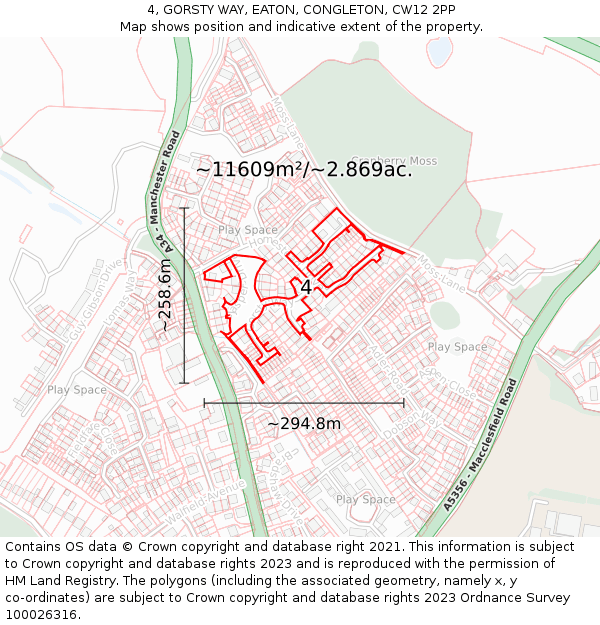 4, GORSTY WAY, EATON, CONGLETON, CW12 2PP: Plot and title map
