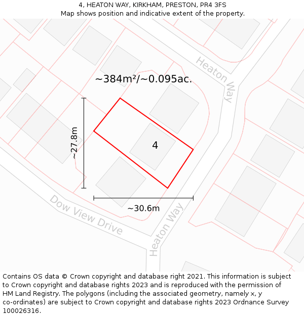 4, HEATON WAY, KIRKHAM, PRESTON, PR4 3FS: Plot and title map