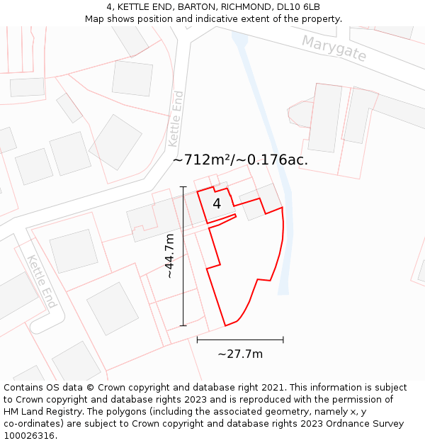 4, KETTLE END, BARTON, RICHMOND, DL10 6LB: Plot and title map