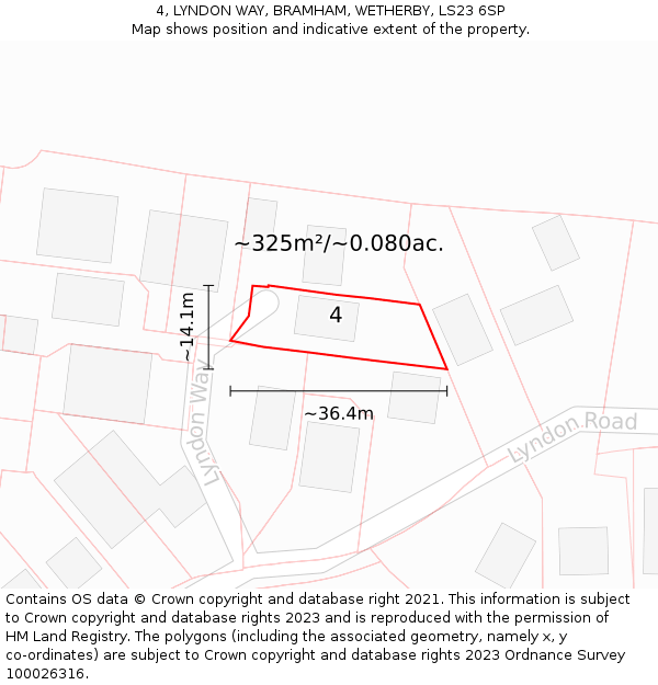 4, LYNDON WAY, BRAMHAM, WETHERBY, LS23 6SP: Plot and title map