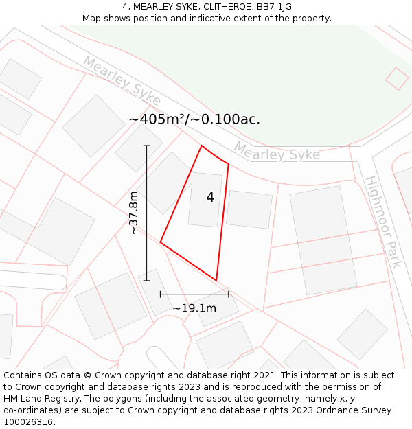4, MEARLEY SYKE, CLITHEROE, BB7 1JG: Plot and title map
