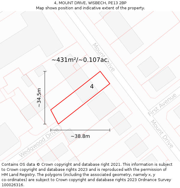 4, MOUNT DRIVE, WISBECH, PE13 2BP: Plot and title map