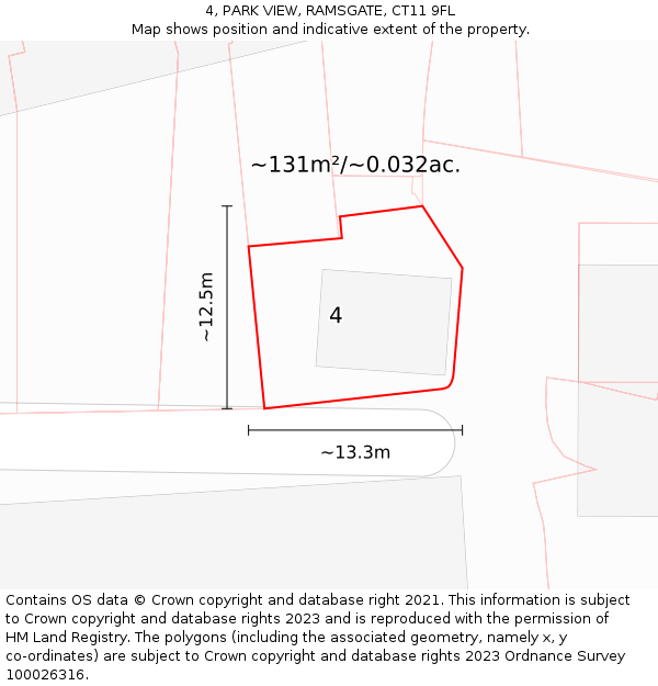 4, PARK VIEW, RAMSGATE, CT11 9FL: Plot and title map