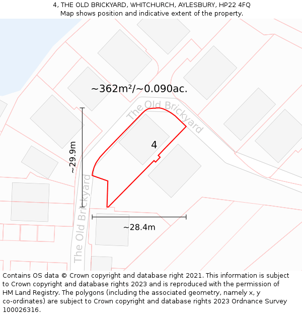4, THE OLD BRICKYARD, WHITCHURCH, AYLESBURY, HP22 4FQ: Plot and title map