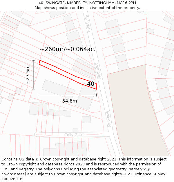 40, SWINGATE, KIMBERLEY, NOTTINGHAM, NG16 2PH: Plot and title map