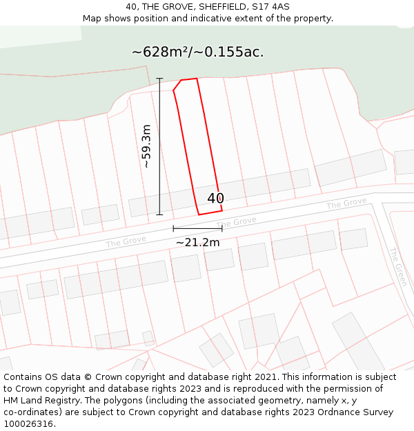 40, THE GROVE, SHEFFIELD, S17 4AS: Plot and title map