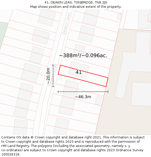 41, DEAKIN LEAS, TONBRIDGE, TN9 2JS: Plot and title map