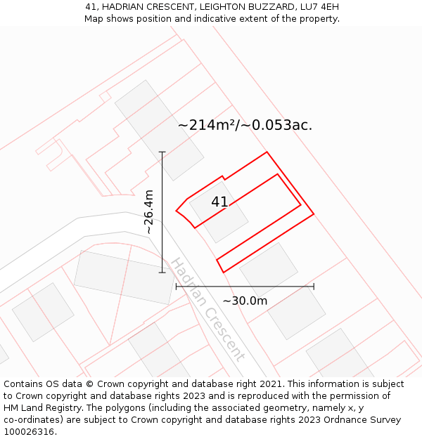 41, HADRIAN CRESCENT, LEIGHTON BUZZARD, LU7 4EH: Plot and title map