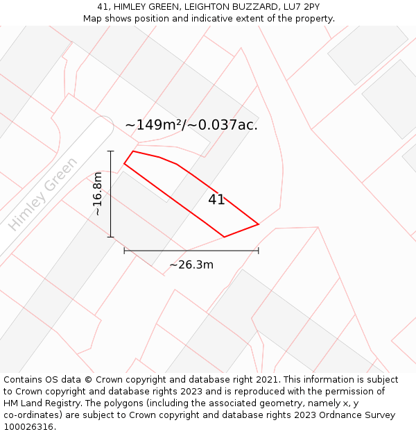 41, HIMLEY GREEN, LEIGHTON BUZZARD, LU7 2PY: Plot and title map