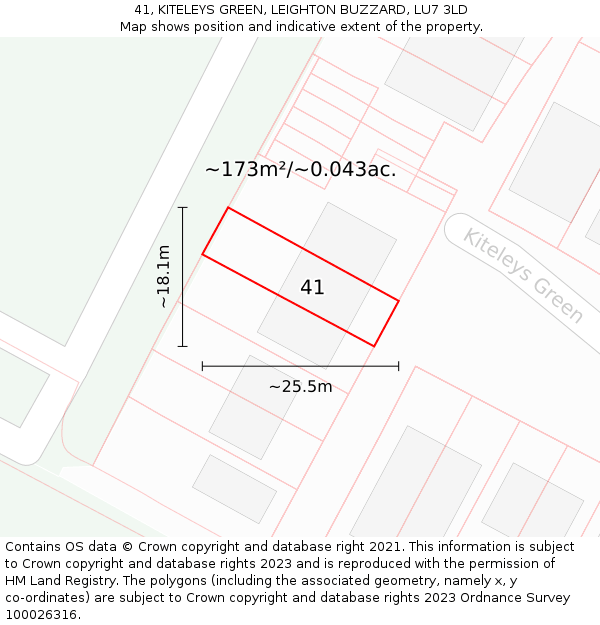 41, KITELEYS GREEN, LEIGHTON BUZZARD, LU7 3LD: Plot and title map