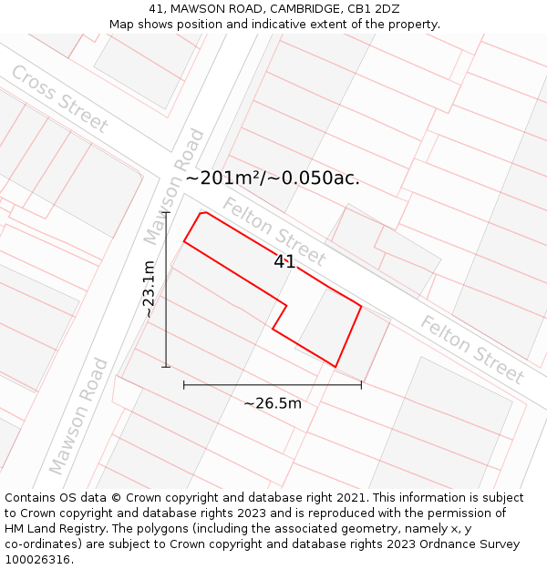 41, MAWSON ROAD, CAMBRIDGE, CB1 2DZ: Plot and title map
